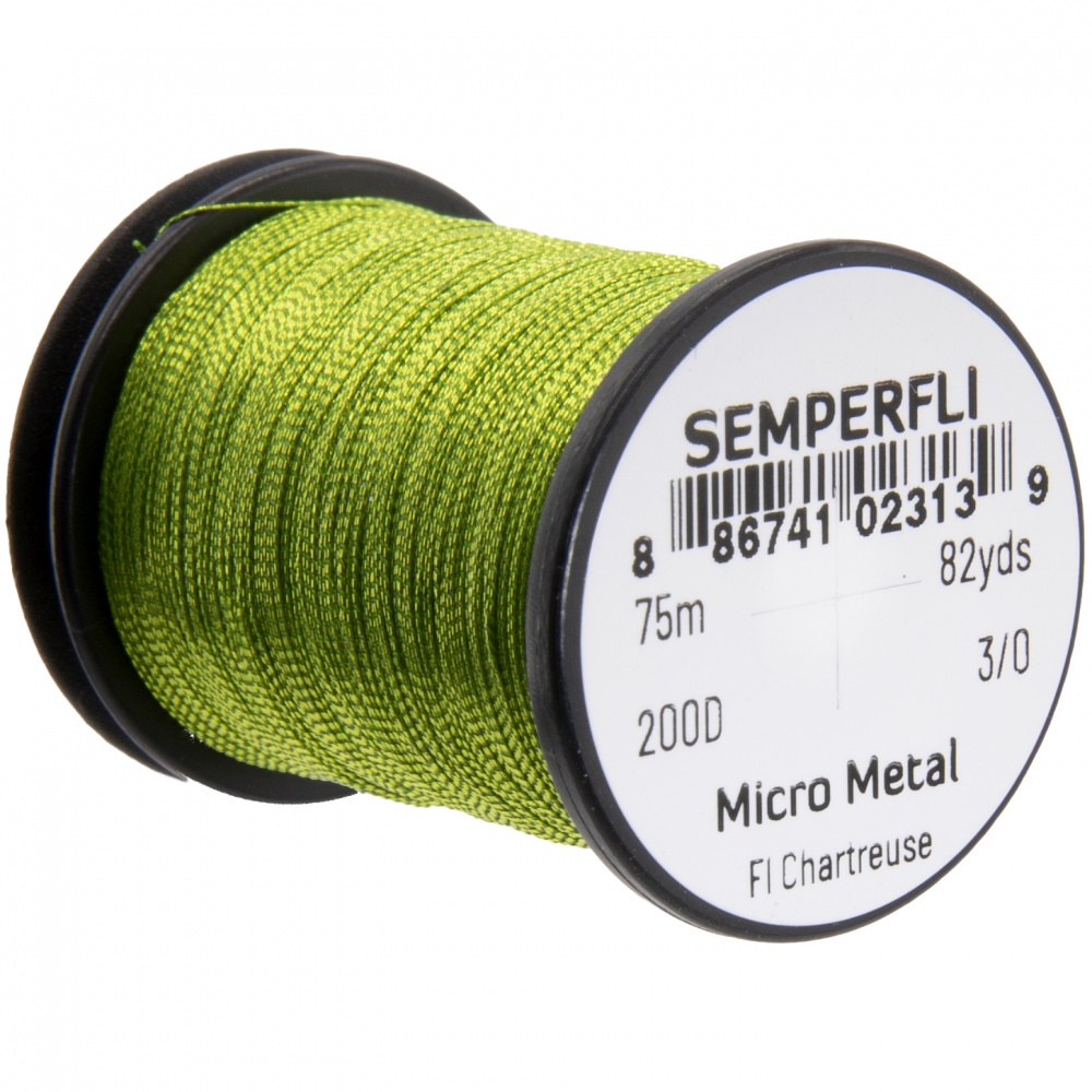 Semperfli Micro Metal Hybrid Thread, Tinsel & Wire Fluorescent Chartreuse Fly Tying Materials (Product Length 82 Yds / 75m)